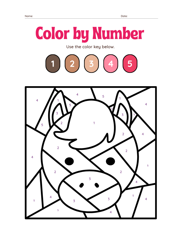 Preschool Number 4 Color by Number Worksheet - Free Printable PDF preview