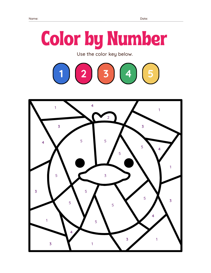 Preschool Number 6 Color by Number Worksheet - Free Printable PDF preview