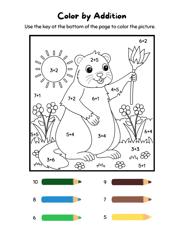 Preschool Rodent Color by Number Worksheet - Free Printable PDF preview