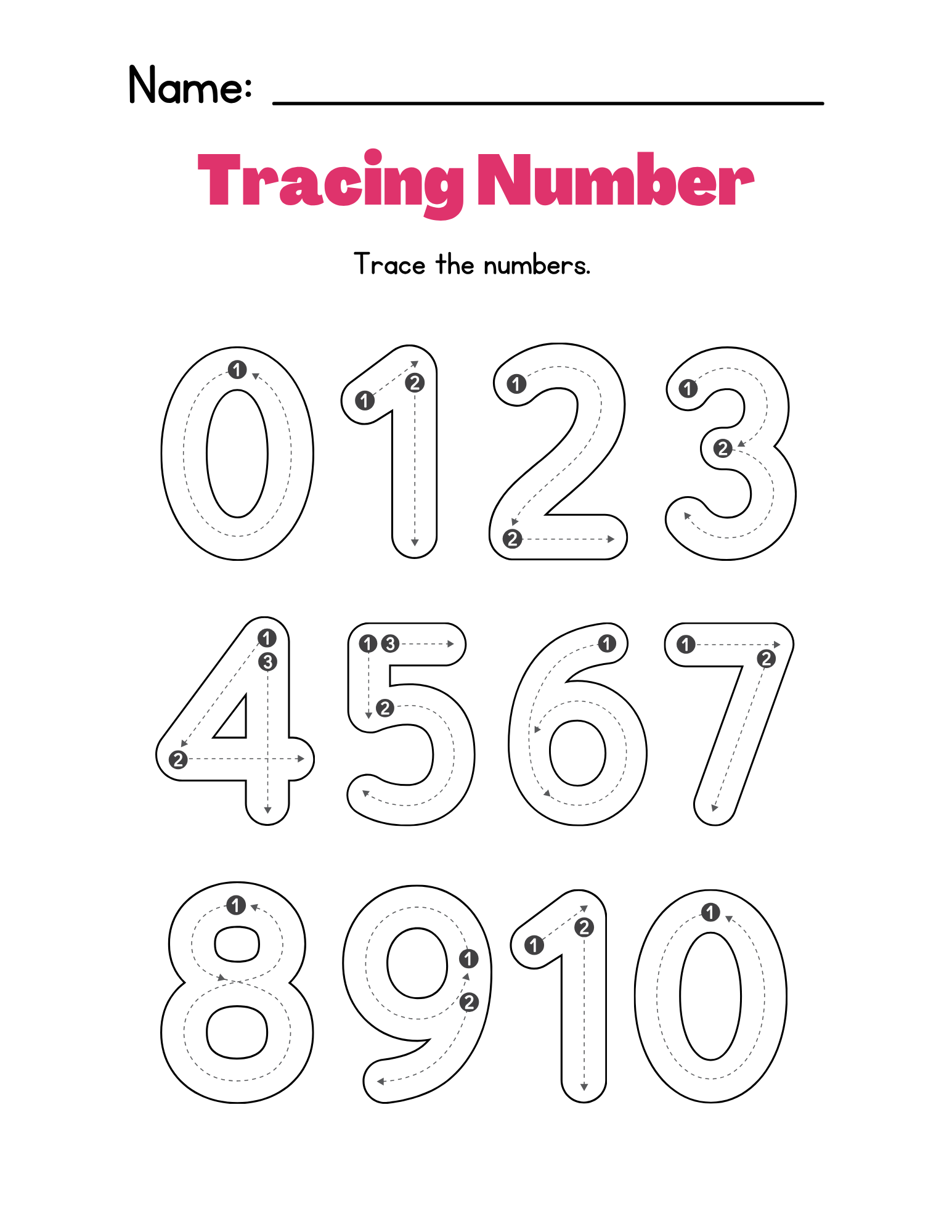 Preschool Numbers 1-20 Tracing Practice - Free Printable PDF preview
